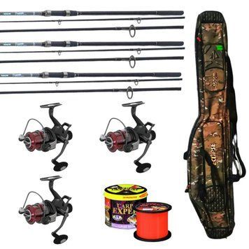 Карповий набір Fishing Roi Dynamic Carp 3.3 м 3.5 lb (3 шт) + Котушки BratFishing Coyote 6000 (3 шт) + Чохол + Волосінь 1000 м Dynam3+Coyote+ фото
