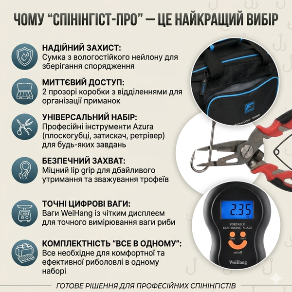 Набір для спінінгової ловлі 9 в 1 з сумкою та інструментами | Повний комплект рибалки | Подарунковий набір для риболовлі symka_nabor фото