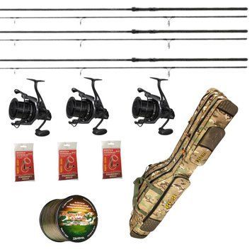 Набір для лову коропа Daiwa Black Widow на три вудилища з котушками Carp Pro Blackpool, Чохлом + 1000м волосіні в ПОДАРУНОК capr_nabor фото