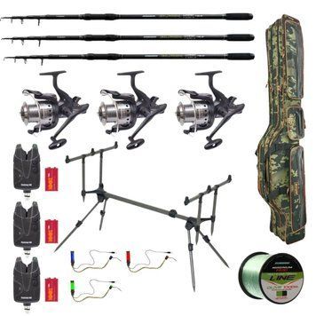 Карповий набір Flagman Magnum Black Carp на 3 вудлища 3.3 м із котушками, род-подом, сигналізаторами, чохлом і волосінню 0,30 мм 3 FLMBTC360+CP57040B.3 фото