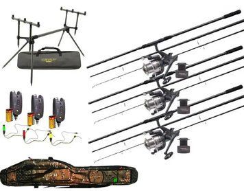 Набір для лову коропа Flagman Magnum Black Carp + Carp Pro, 3 вудилища 3.6, котушки, сигналізатори, род-под, чохол, повний комплект mbc360+mcf+125+6023+det фото